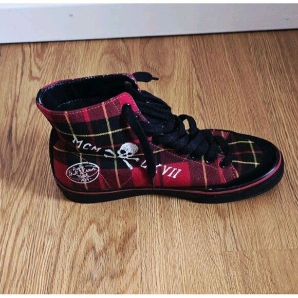 Polo Ralph Lauren Solomon Red Plaid High Top Shoes Men 7 D Tradition Punk 90’s - Picture 3 of 11